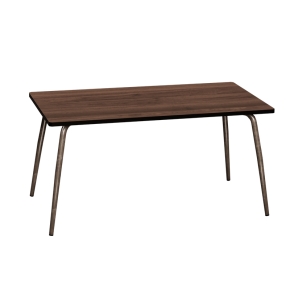 Table Retro Véra Rectangulaire 160×80 – Stratifié imprimé Bois Foncé - Pieds Bruts