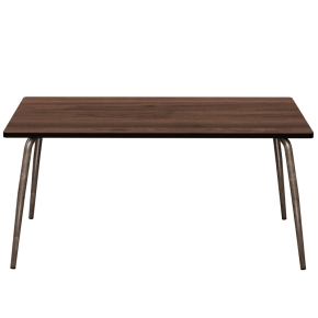 Table Retro Véra Rectangulaire 160×80 – Stratifié imprimé Bois Foncé - Pieds Bruts