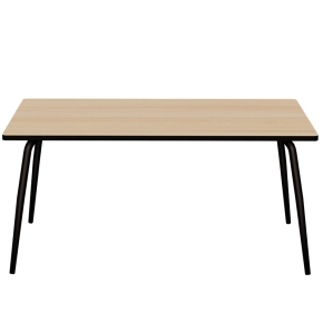 Table Retro Véra Rectangulaire 160×80 – Stratifié imprimé Bois Clair - Pieds Noirs