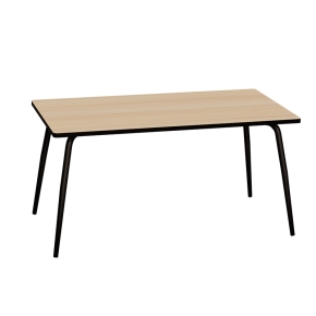 Table Retro Véra Rectangulaire 160×80 – Stratifié imprimé Bois Clair - Pieds Noirs