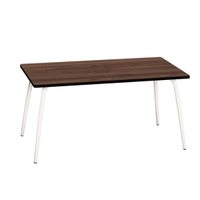 Table Retro Véra Rectangulaire 160x80 - Stratifié imprimé Bois Foncé - Pieds Blancs