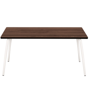 Table Retro Véra Rectangulaire 160x80 - Stratifié imprimé Bois Foncé - Pieds Blancs