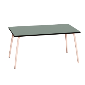 Table Retro Véra Rectangulaire 160x80 – Stratifié Uni Kaki - Pieds Rose Poudré