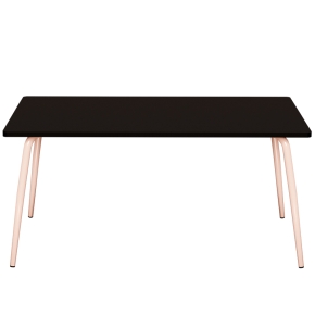 Table Retro Véra Rectangulaire 160x80 – Stratifié Uni Noir - Pieds Rose Poudré