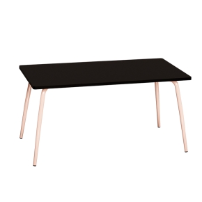 Table Retro Véra Rectangulaire 160x80 – Stratifié Uni Noir - Pieds Rose Poudré