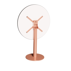 Table ronde rabattable Albertine - Stratifié Uni Noir - Pied Terracotta