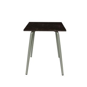 Table en Plastique Recyclé Impact Noir - Pieds Kaki - 65x60