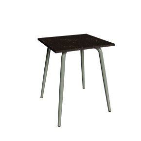 Table en Plastique Recyclé Impact Noir - Pieds Kaki - 65x60