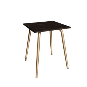 Table en Plastique Recyclé Impact Noir - Pieds Dorés - 65x60