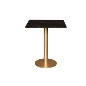 Table en Plastique Recyclé Impact Noir - Pied Central Doré - 65x60