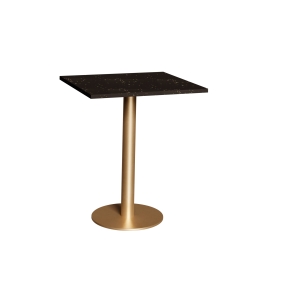 Table en Plastique Recyclé Impact Noir - Pied Central Doré - 65x60