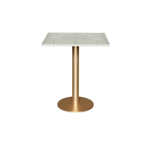 Table en Plastique Recyclé Vert - Pied Central Doré - 65x60