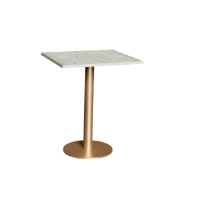 Table en Plastique Recyclé Vert - Pied Central Doré - 65x60