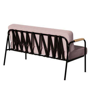 Canapé Barnabé – uni Dossier & Assise Velours côtelé Rose poudré - Pieds Noirs