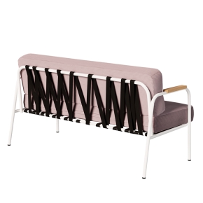 Canapé Barnabé – uni Dossier & Assise Velours côtelé Rose poudré - Pieds Blancs