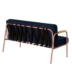 Canapé Barnabé – uni Dossier & Assise Velours Bleu Marine - Pieds Terracotta