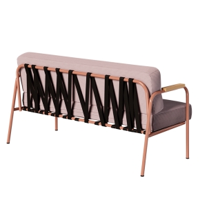Canapé Barnabé – uni Dossier & Assise Velours côtelé Rose poudré - Pieds Terracotta