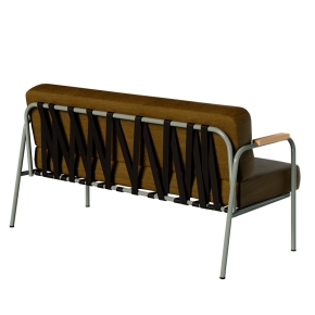 Canapé Barnabé – uni Dossier & Assise Velours Jaune Ocre - Pieds Kaki