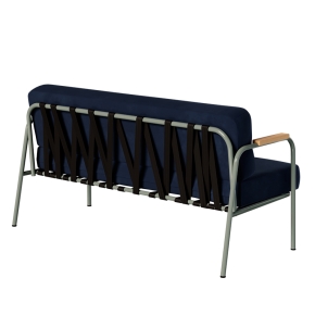 Canapé Barnabé – uni Dossier & Assise Velours Bleu Marine - Pieds Kaki