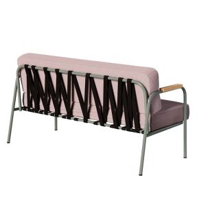 Canapé Barnabé – uni Dossier & Assise Velours côtelé Rose poudré - Pieds Kaki