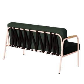 Canapé Barnabé – uni Dossier & Assise Velours côtelé Vert Forêt - Pieds Rose Poudré