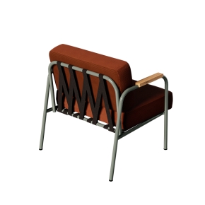 Fauteuil Barnabé – uni Dossier & Assise Velours côtelé Paprika - Pieds Kaki