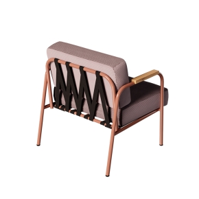 Fauteuil Barnabé – uni Dossier & Assise Velours côtelé Rose poudré - Pieds Terracotta