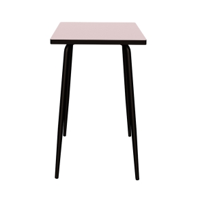 Table Haute Retro Véra 70x70 – Stratifié uni Rose Poudré - Pieds Noirs