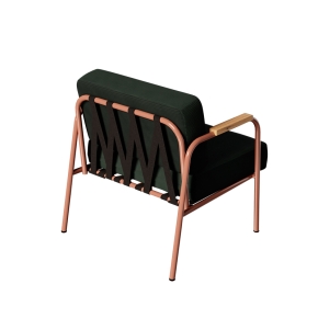 Fauteuil Barnabé – uni Dossier & Assise Velours côtelé Vert Forêt - Pieds Terracotta