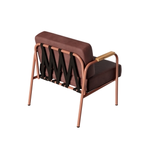 Fauteuil Barnabé – uni Dossier & Assise Velours Bois de Rose - Pieds Terracotta