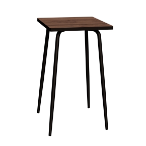 Table Haute Retro Véra 70x70 – Imprimé Bois Foncé - Pieds Noirs