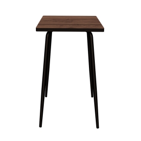 Table Haute Retro Véra 70x70 – Imprimé Bois Foncé - Pieds Noirs