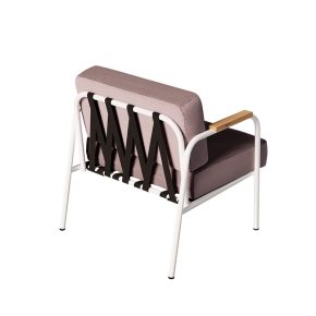 Fauteuil Barnabé – uni Dossier & Assise Velours côtelé Rose poudré - Pieds Blancs