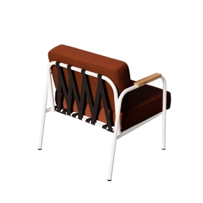 Fauteuil Barnabé – uni Dossier & Assise Velours côtelé Paprika - Pieds Blancs