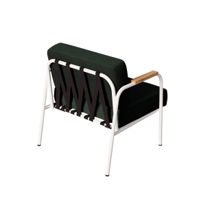 Fauteuil Barnabé – uni Dossier & Assise Velours côtelé Vert Forêt - Pieds Blancs