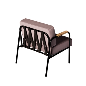 Fauteuil Barnabé – uni Dossier & Assise Velours côtelé Rose poudré - Pieds Noirs