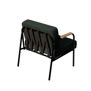 Fauteuil Barnabé – uni Dossier & Assise Velours côtelé Vert Forêt - Pieds Noirs