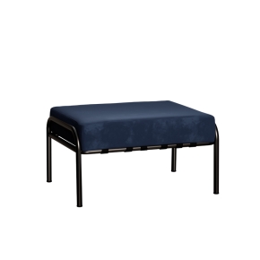 Pouf Barnabé, Assise Velours Bleu Marine - Pieds Noirs