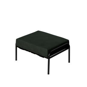 Pouf Barnabé, Assise Velours côtelé Vert Forêt - Pieds Noirs
