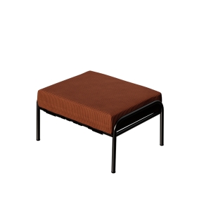 Pouf Barnabé, Assise Velours côtelé Paprika - Pieds Noirs