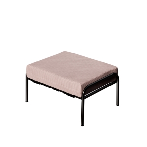 Pouf Barnabé, Assise Velours côtelé Rose poudré - Pieds Noirs
