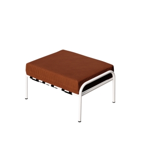 Pouf Barnabé, Assise Velours côtelé Paprika - Pieds Blancs