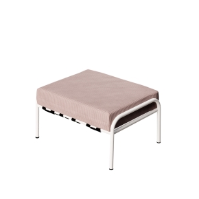 Pouf Barnabé, Assise Velours côtelé Rose poudré - Pieds Blancs