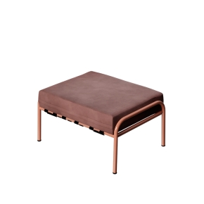 Pouf Barnabé, Assise Velours Bois de Rose - Pieds Terracotta