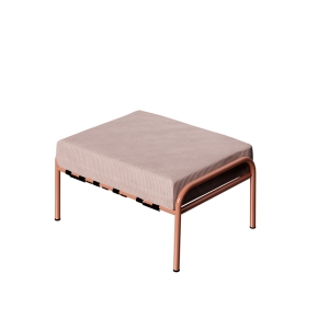 Pouf Barnabé, Assise Velours côtelé Rose poudré - Pieds Terracotta