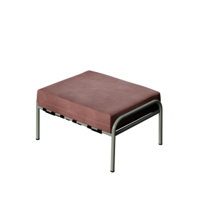 Pouf Barnabé, Assise Velours Bois de Rose - Pieds Kaki