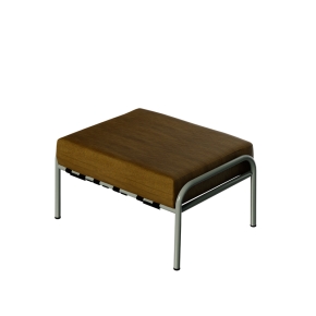 Pouf Barnabé, Assise Velours Jaune Ocre - Pieds Kaki