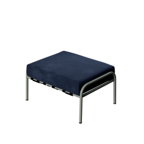 Pouf Barnabé, Assise Velours Bleu Marine - Pieds Kaki