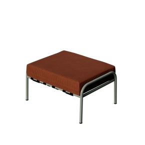 Pouf Barnabé, Assise Velours côtelé Paprika - Pieds Kaki