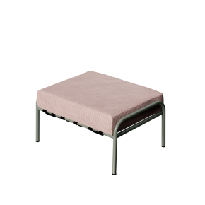 Pouf Barnabé, Assise Velours côtelé Rose poudré - Pieds Kaki